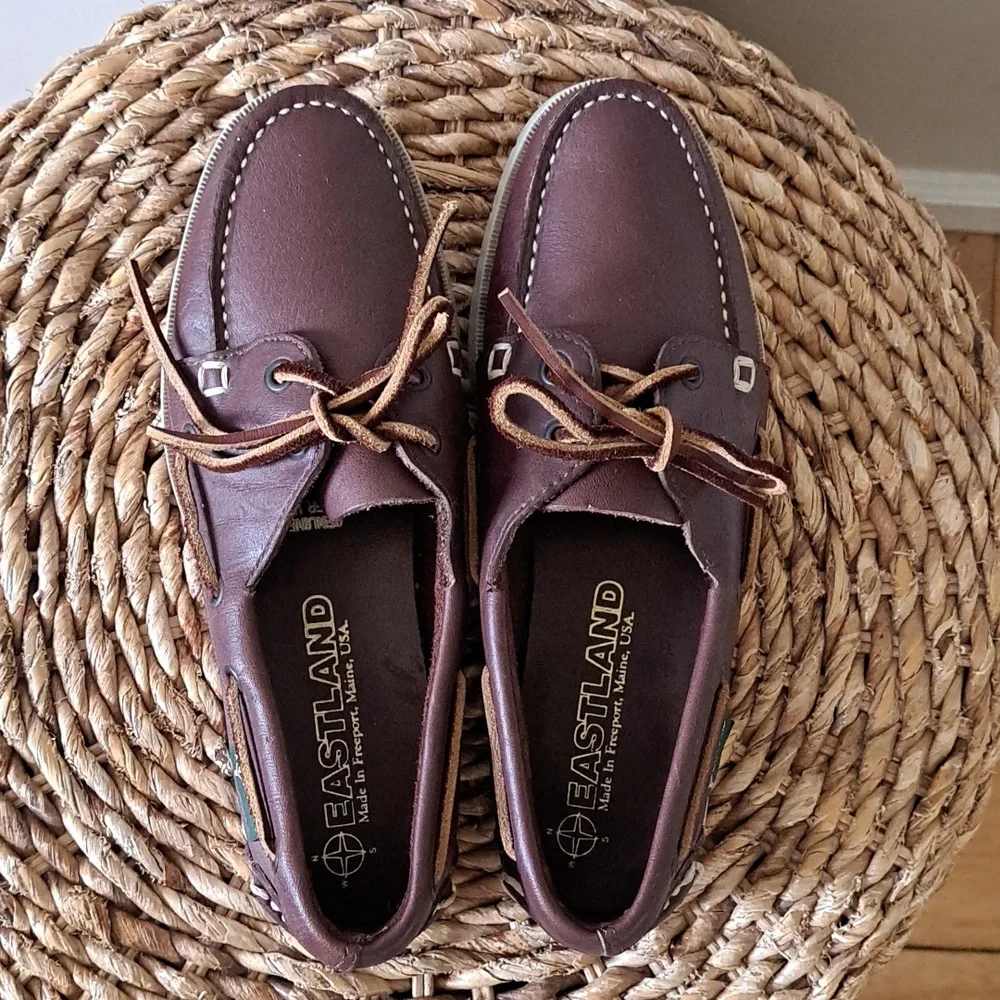 Eastland Mens Seaquest Preppy Brown Leather Boat/Docksider Loafer‎ Shoes 7